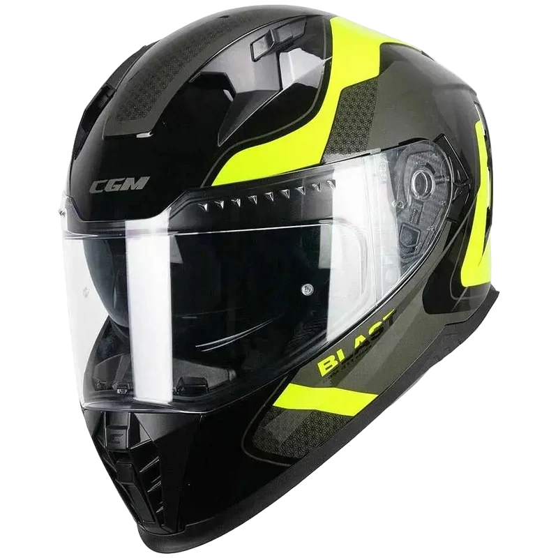 CGM 311R BLAST RACE INTEGRALI CASCHI DI MOTO NERO GIALLO FLUO