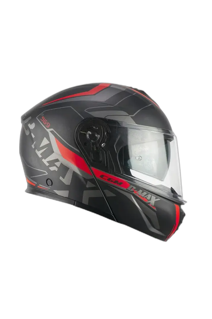 CGM 569G C MAX CITY MODULAR CASCHI DI MOTO NERO ROSSO OPACO