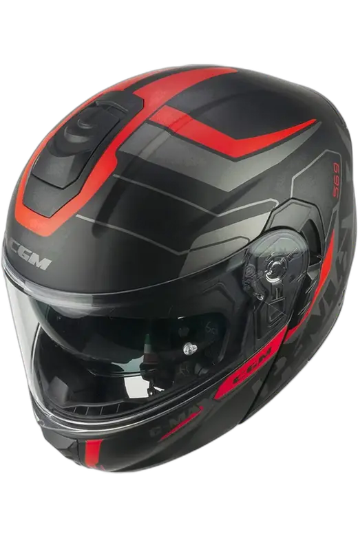 CGM 569G C MAX CITY MODULAR CASCHI DI MOTO NERO ROSSO OPACO
