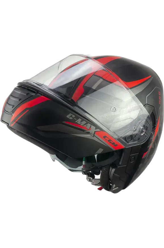 CGM 569G C MAX CITY MODULAR CASCHI DI MOTO NERO ROSSO OPACO