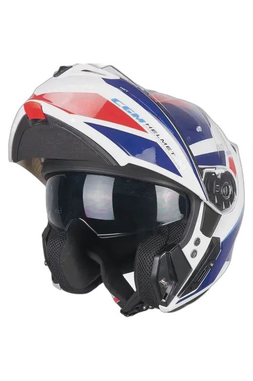 CGM 568S BER SPORT MODULARE FLIP UP CASCHI DI MOTO BIANCO BLU