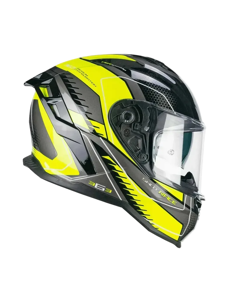 CGM 363G SHOT RACE INTEGRALI CASCHI DI MOTO NERO GIALLO FLUO