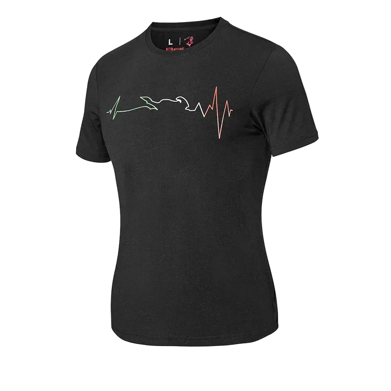BELA MAGLIETTA NERA HEARTBEAT ECG ITALIA DONNA