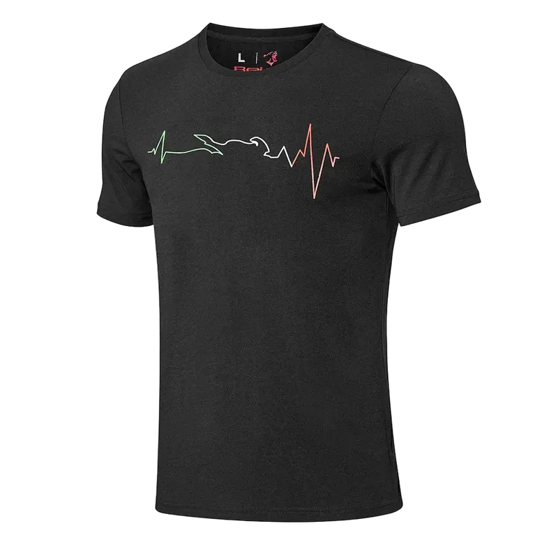 BELA MAGLIETTA NERA HEARTBEAT ECG ITALIA UOMO