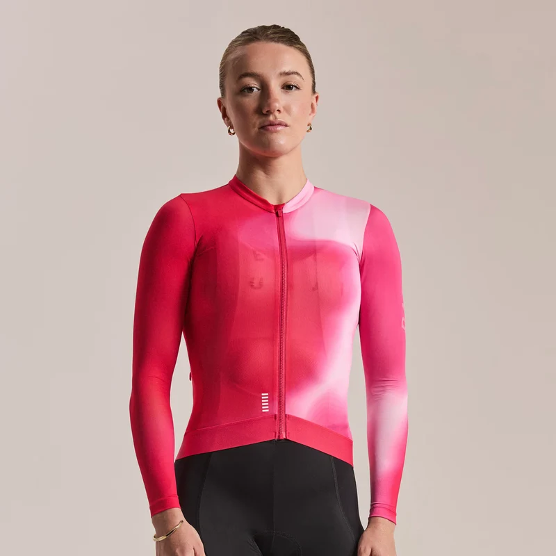 Maglia donna maniche lunghe Rapha Pro Team Lightweight 3 Surface Print - Rosa
