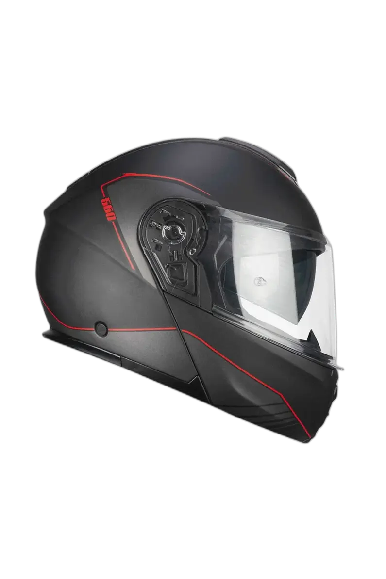CGM 560G MAD RIDE MODULARE CASCHI DI MOTO NERO ROSSO OPACO
