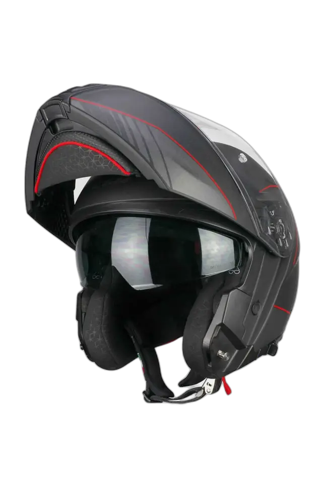 CGM 560G MAD RIDE MODULARE CASCHI DI MOTO NERO ROSSO OPACO