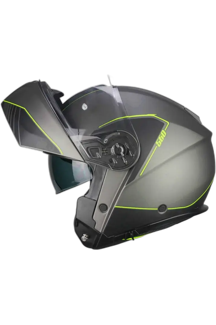 CGM 560G MAD RIDE MODULARE GRAFITE CASCHI DI MOTO GIALLO FLUO OPACO