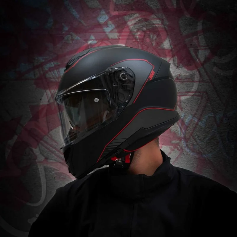 CGM 360G KAD RIDE INTEGRALI CASCHI DI MOTO NERO ROSSO OPACO