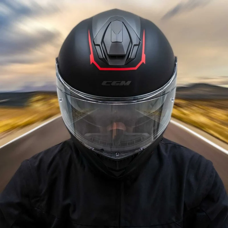 CGM 360G KAD RIDE INTEGRALI CASCHI DI MOTO NERO ROSSO OPACO