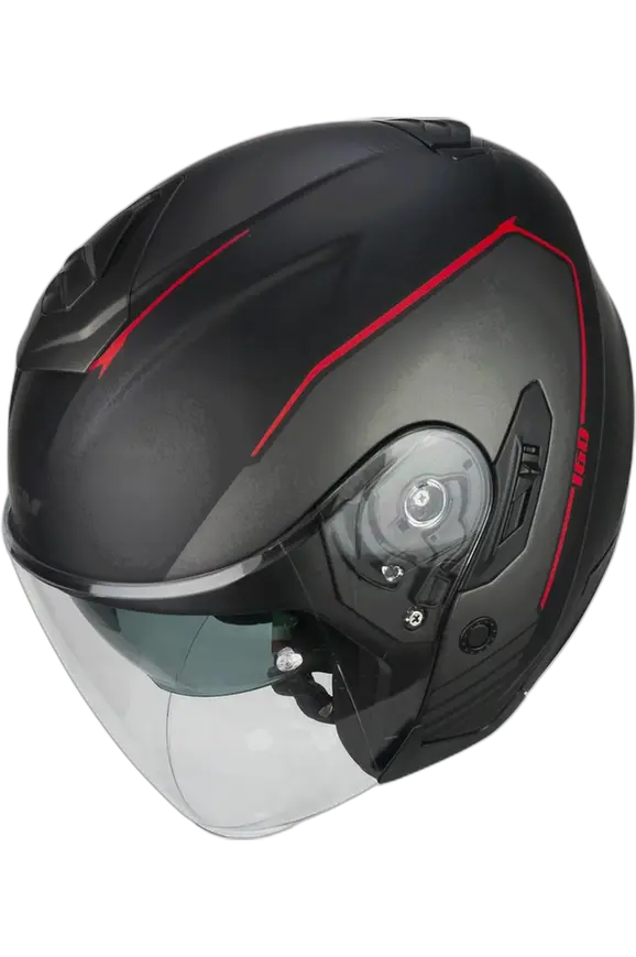 CGM 160G JAD RIDE JET CASCHI DI MOTO NERO ROSSO OPACO