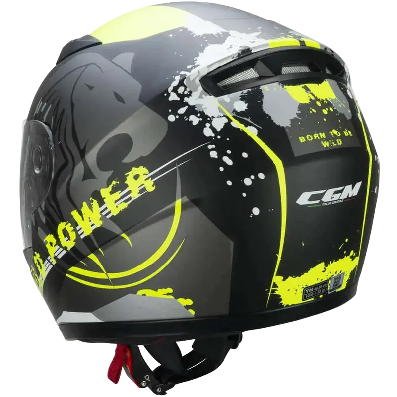 CGM 265G LUCKY WILD INTEGRALI BAMBINI CASCHI DI MOTO NERO GIALLO FLUO OPACO