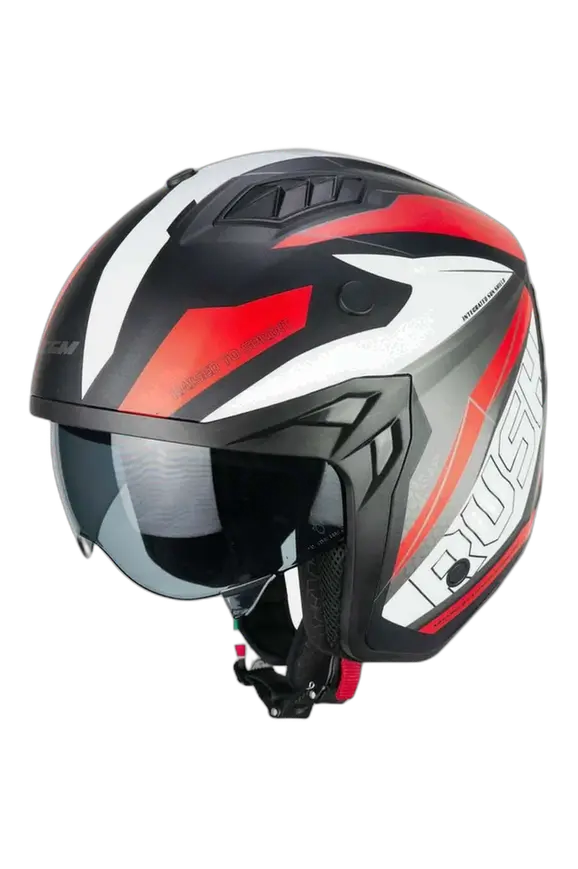 CGM 155G RUSH DUAL CASCO DI MTO JET NERO ROSSO OPACO