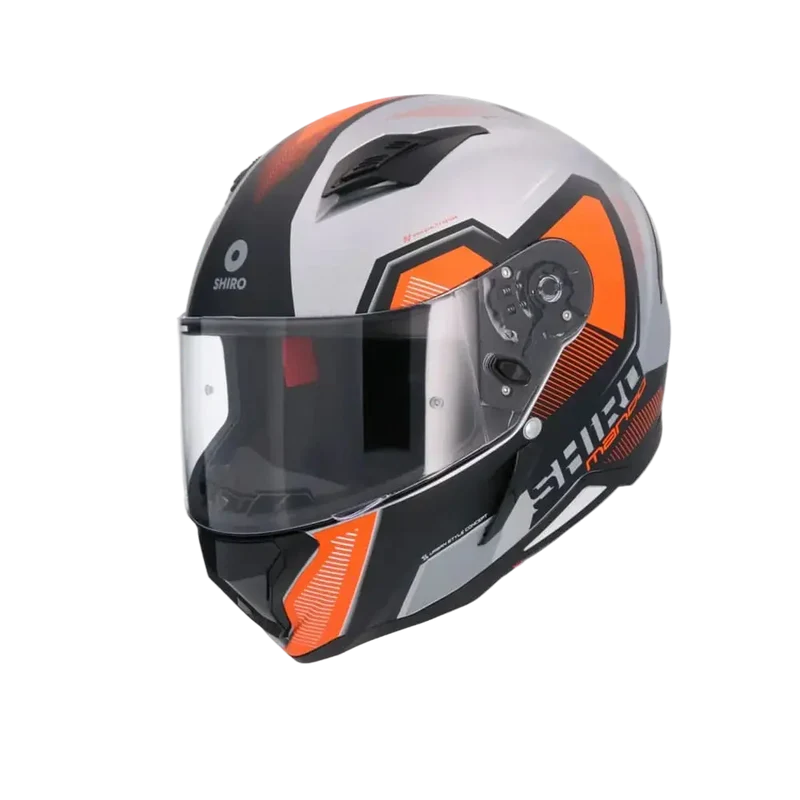 SHIRO HUNTER SH-890 INTEGRALE CASCHI DI MOTO OPACO NERO ARANCIA