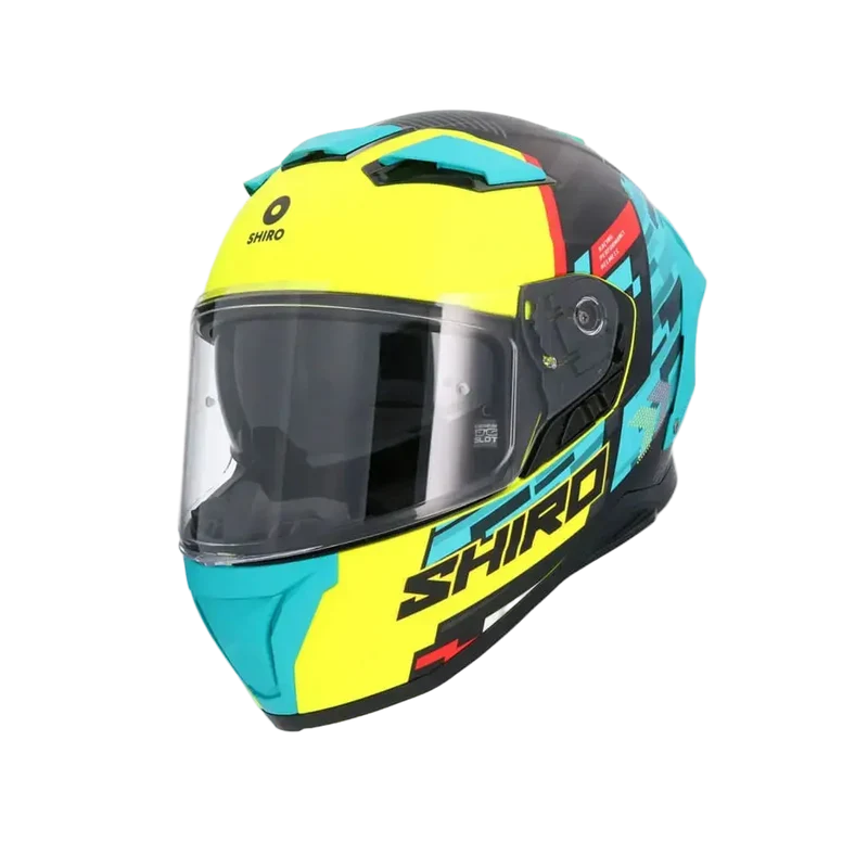 SHIRO FF939 ALPHA INTEGRALE CASCHI DI MOTO VERDE GIALLO FLOU