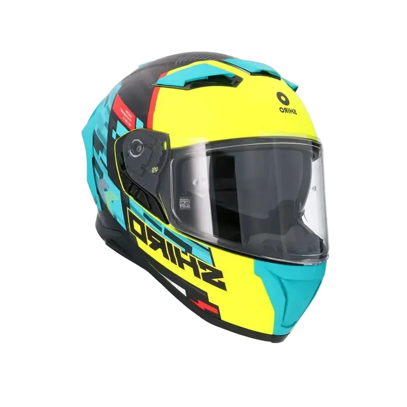 SHIRO FF939 ALPHA INTEGRALE CASCHI DI MOTO VERDE GIALLO FLOU