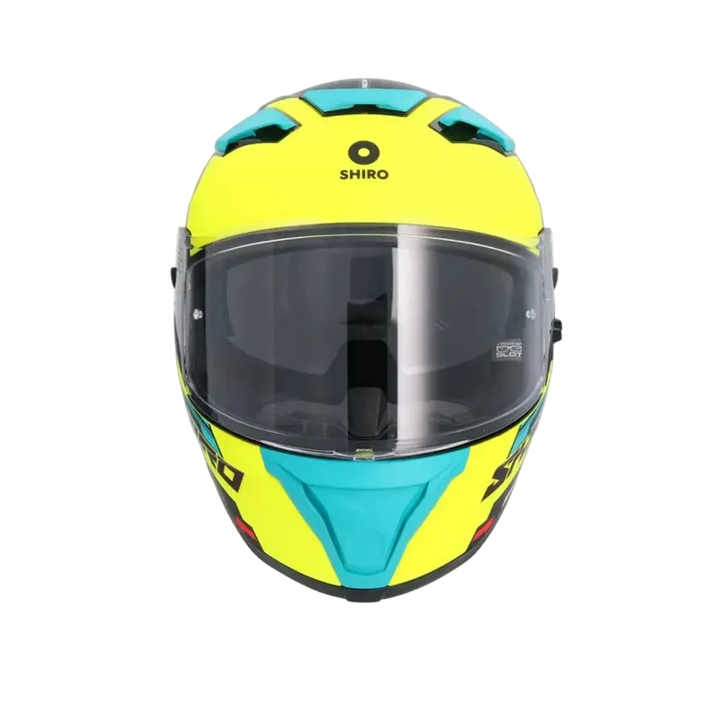 SHIRO FF939 ALPHA INTEGRALE CASCHI DI MOTO VERDE GIALLO FLOU