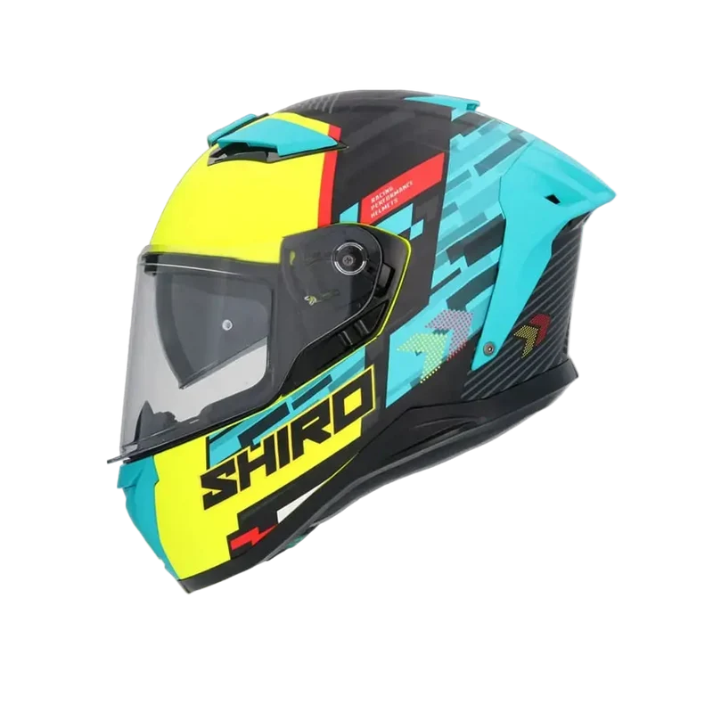 SHIRO FF939 ALPHA INTEGRALE CASCHI DI MOTO VERDE GIALLO FLOU