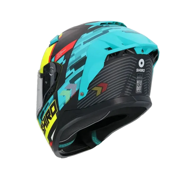 SHIRO FF939 ALPHA INTEGRALE CASCHI DI MOTO VERDE GIALLO FLOU