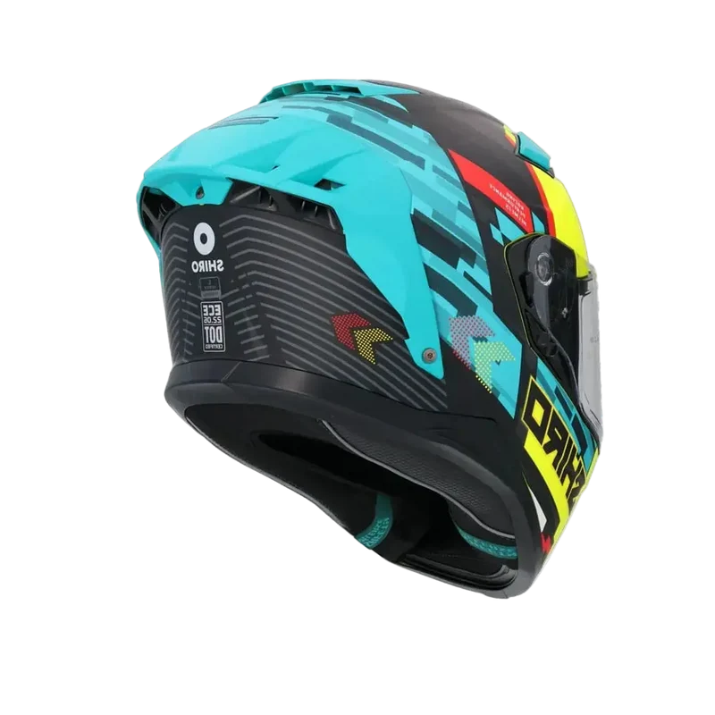 SHIRO FF939 ALPHA INTEGRALE CASCHI DI MOTO VERDE GIALLO FLOU