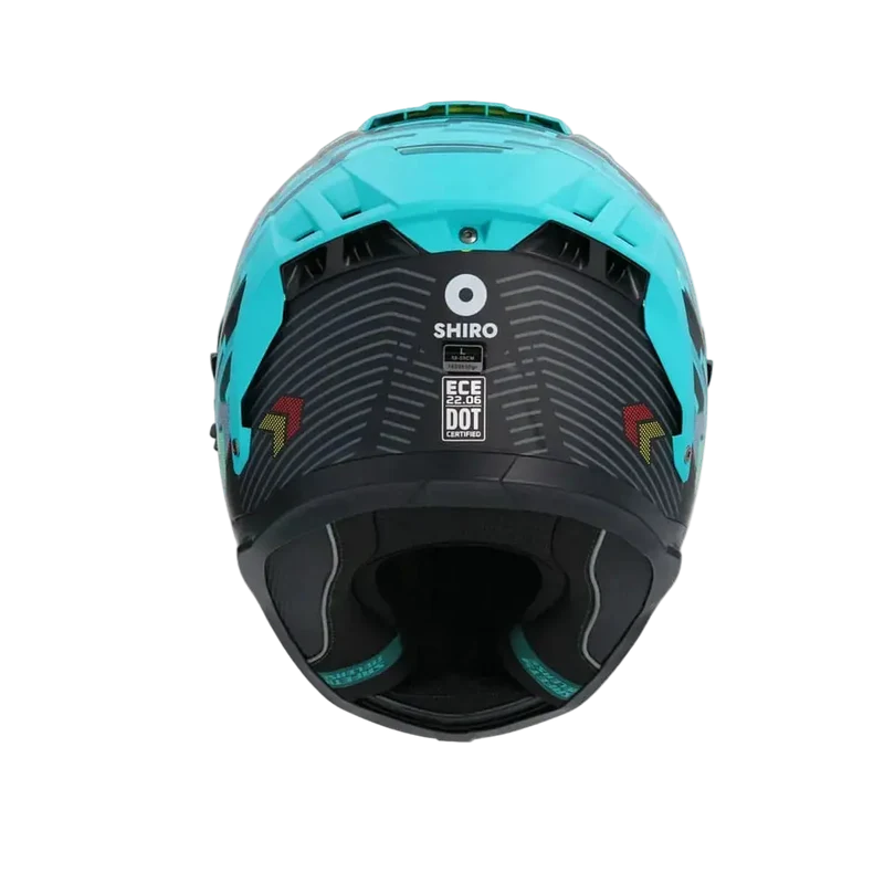 SHIRO FF939 ALPHA INTEGRALE CASCHI DI MOTO VERDE GIALLO FLOU