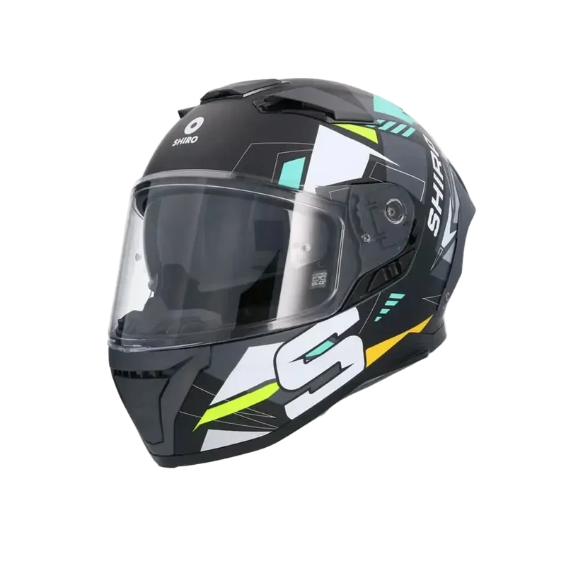 SHIRO ALPHA UPGRADE CASCHI DI MOTO NERO BIANCO VERDE