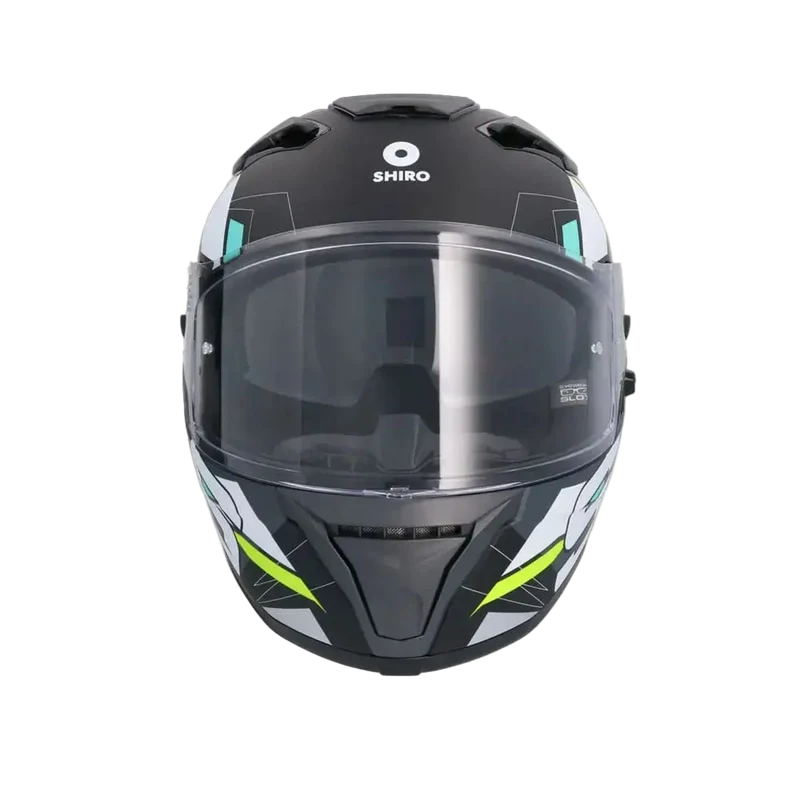 SHIRO ALPHA UPGRADE CASCHI DI MOTO NERO BIANCO VERDE