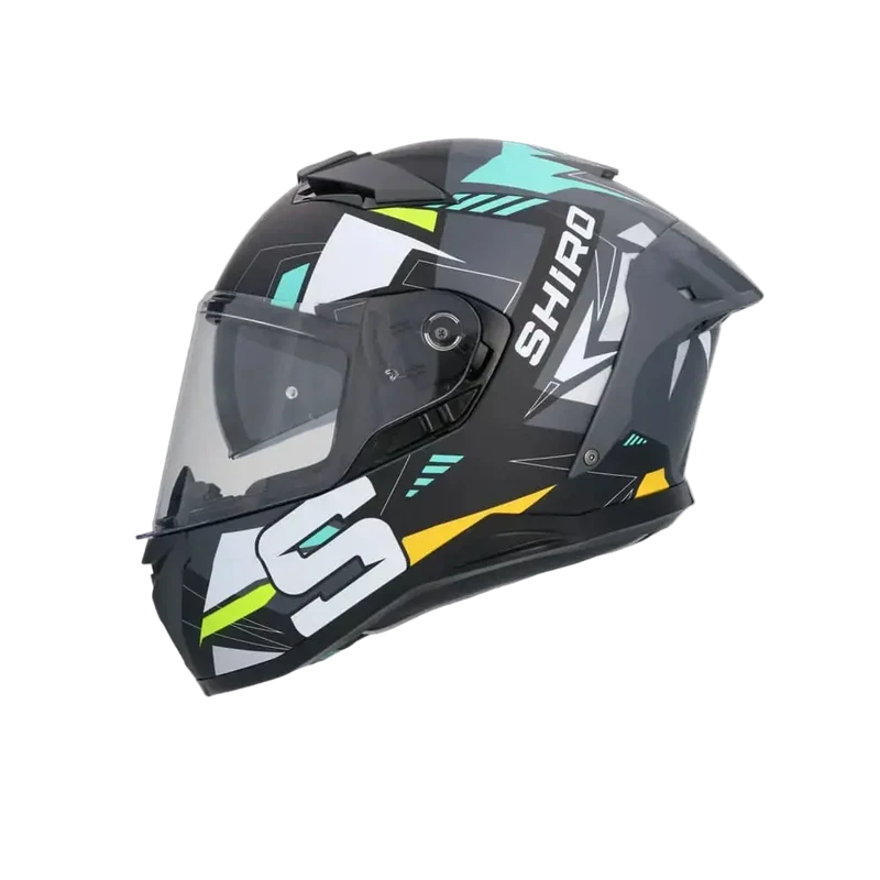 SHIRO ALPHA UPGRADE CASCHI DI MOTO NERO BIANCO VERDE