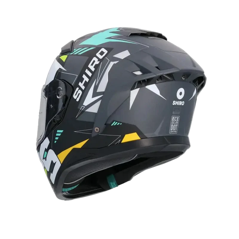 SHIRO ALPHA UPGRADE CASCHI DI MOTO NERO BIANCO VERDE