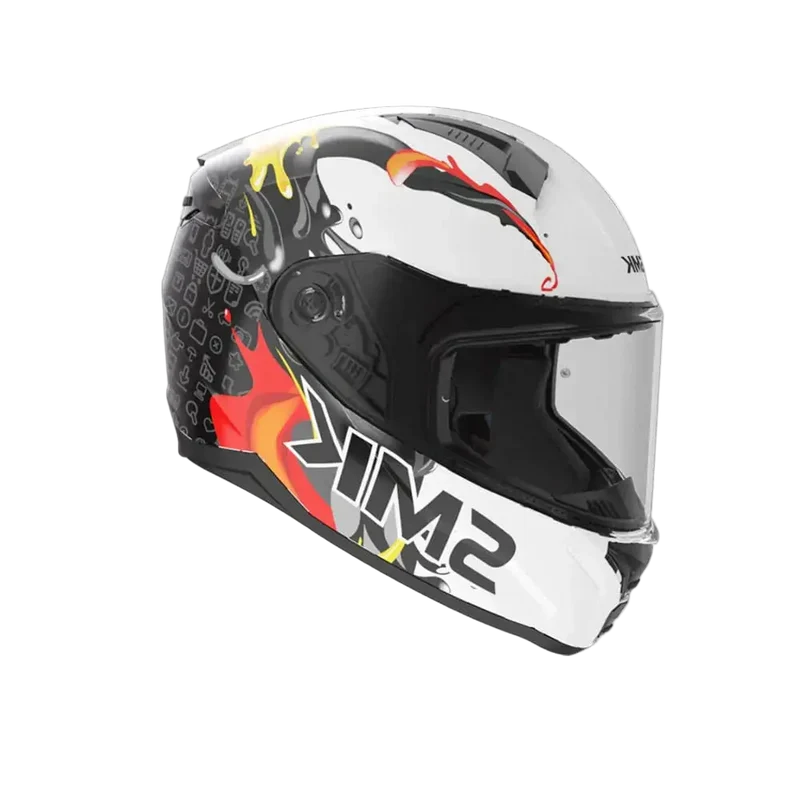 SMK BIONIC YOUTH SPLASH GL124 INTEGRALI CASCHI DI MOTO BIANCO NERO