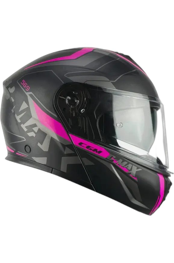 CGM 569G C MAX CITY MODULARE CASCHI DI MOTO NERO FUCSIA FLUO OPACO