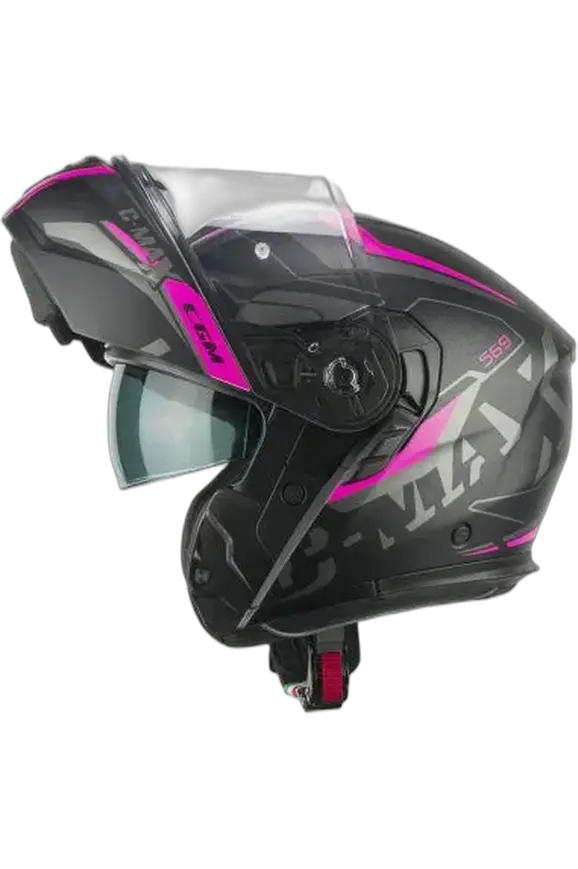 CGM 569G C MAX CITY MODULARE CASCHI DI MOTO NERO FUCSIA FLUO OPACO