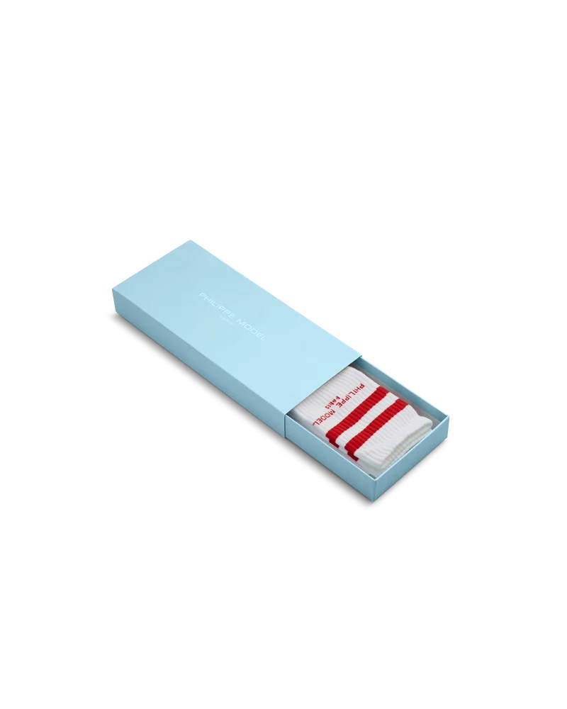 Socks in Cotton, White Red