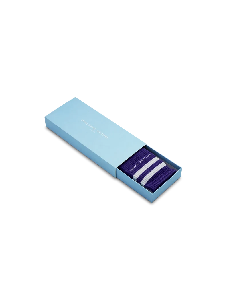 Socks in Cotton, Purple White