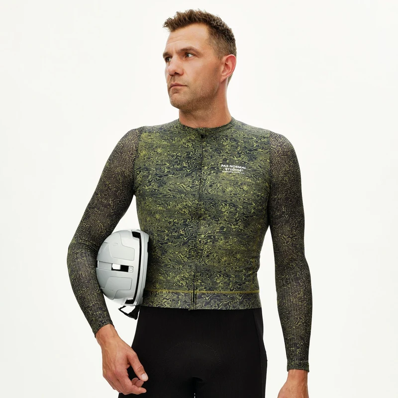 Maglia maniche lunghe Pas Normal Studios Essential Light AOP Grain - Verde