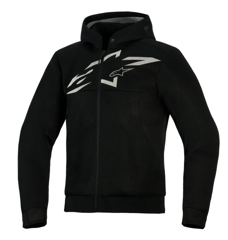 GIUBBINO FELPA ALPINESTARS CHROME SUPERAIRFLOW HOODIE NERO GRIGIO BIANCO