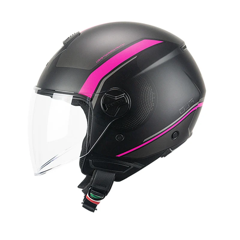CGM 167M FLO DOT JET CASCHI DI MOTO LUNGO NERO FUCSIA FLUO