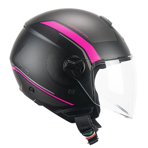CGM 167M FLO DOT JET CASCHI DI MOTO LUNGO NERO FUCSIA FLUO