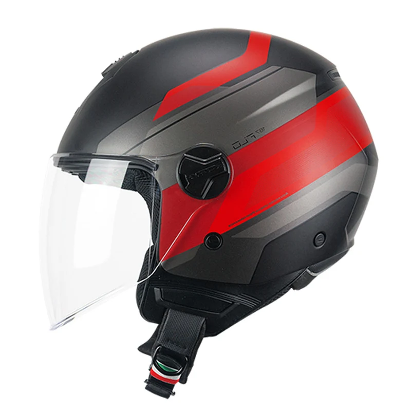 CGM 167K FLO CITY JET LUNGO CASCHI DI MOTO NERO OPACO ROSSO