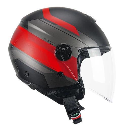 CGM 167K FLO CITY JET LUNGO CASCHI DI MOTO NERO OPACO ROSSO