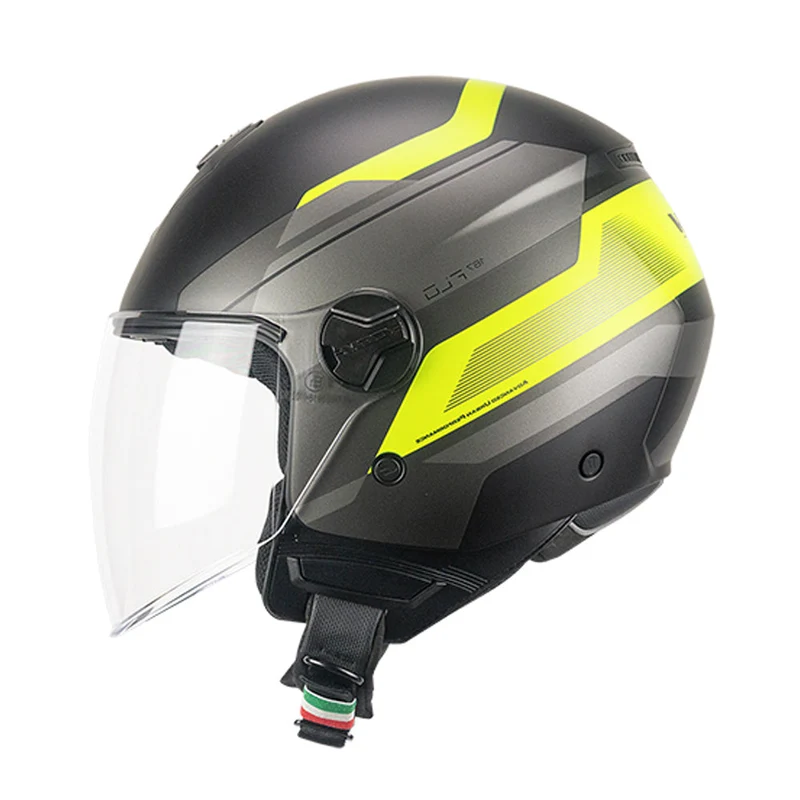 CGM 167K FLO CITY CARA ABIERTA JET LUNGO CASCHI DI MOTO NERO OPACO GIALLO FLUO