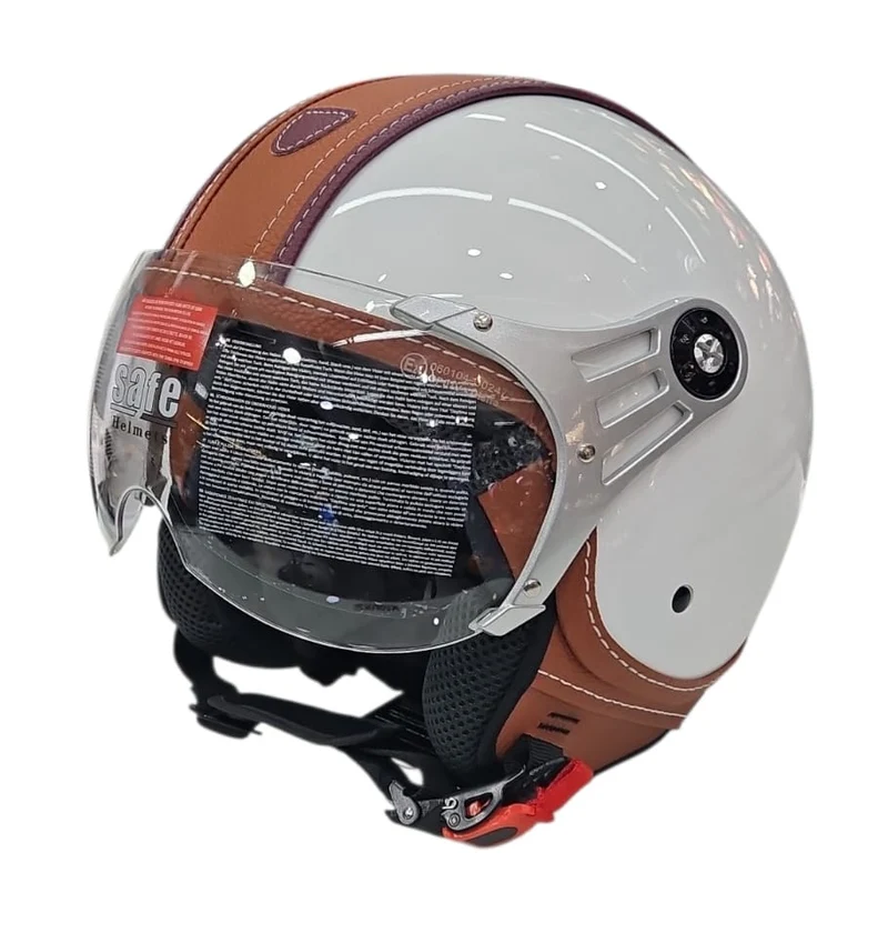 CASCO JET DIEFFE DF3400 CHIC BIANCO CON PELLE