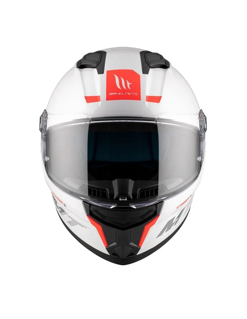 MT STINGER 2 SOLID UNISEX A0 INTEGRALE CASCHI DI MOTO PERLA BIANCO LUCIDADO