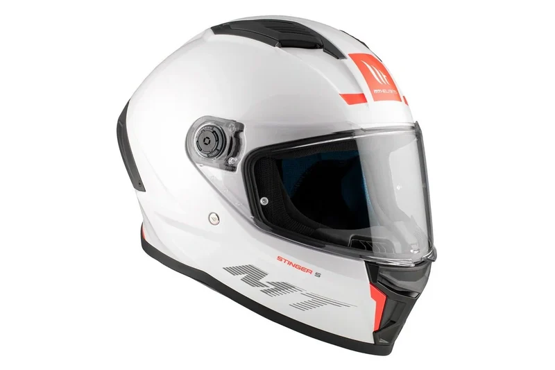 MT STINGER 2 SOLID UNISEX A0 INTEGRALE CASCHI DI MOTO PERLA BIANCO LUCIDADO
