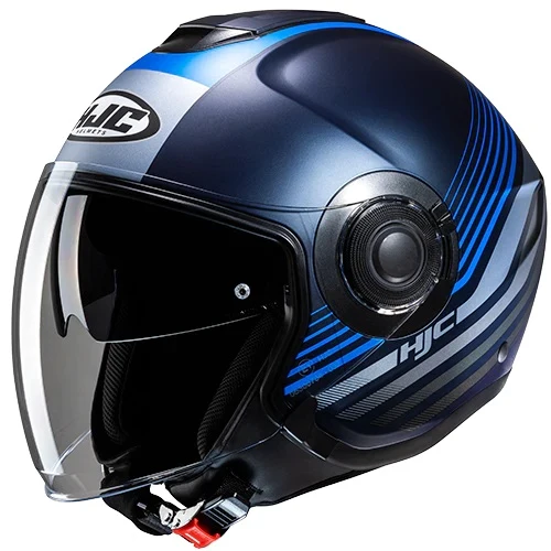 CASCO JET HJC I40N DOVA MC2SF BLU GRIGIO OPACO