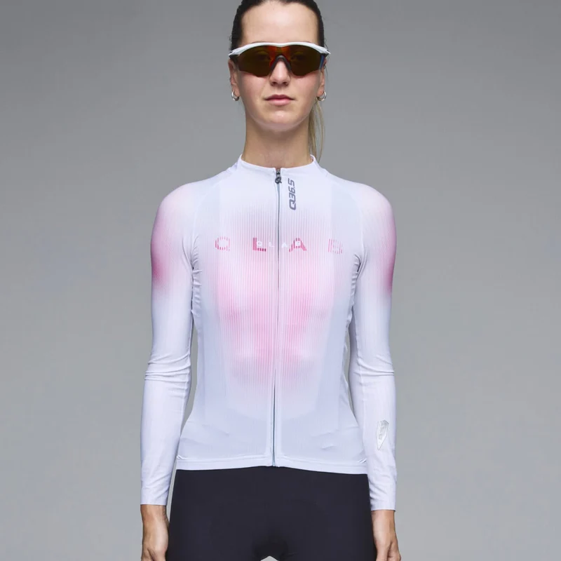 Maglia donna maniche lunghe Q36.5 Gregarius Hybrid Light QLAB - Bianco rosa
