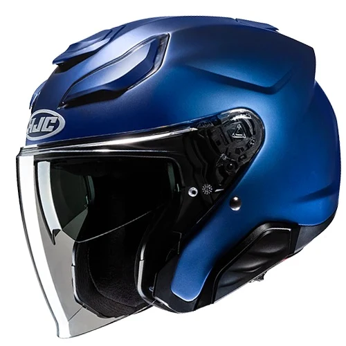 CASCO JET FIBRA HJC F31 SEMI BLU OPACO METALLIC