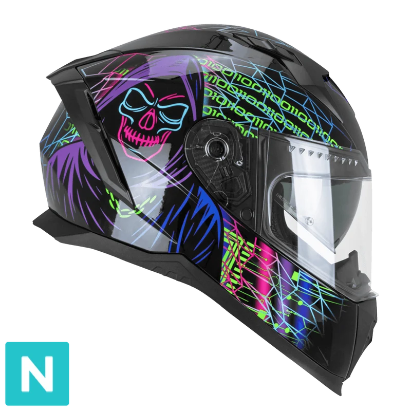 CGM 311T BLAST TECH INTEGRALI CASCHI DI MOTO NERO MORADO VERDE FLUO
