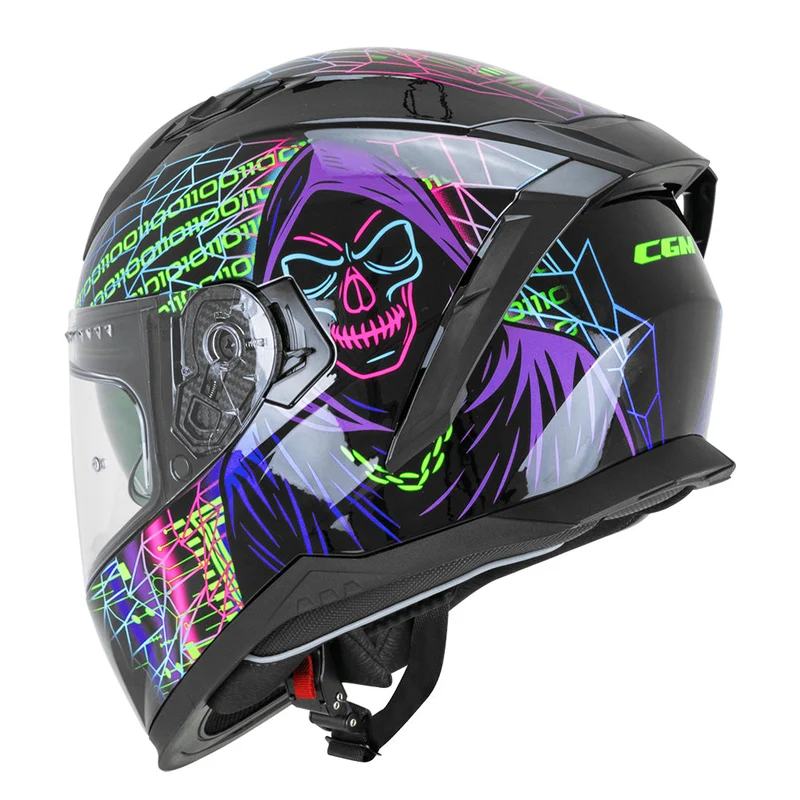 CGM 311T BLAST TECH INTEGRALI CASCHI DI MOTO NERO MORADO VERDE FLUO