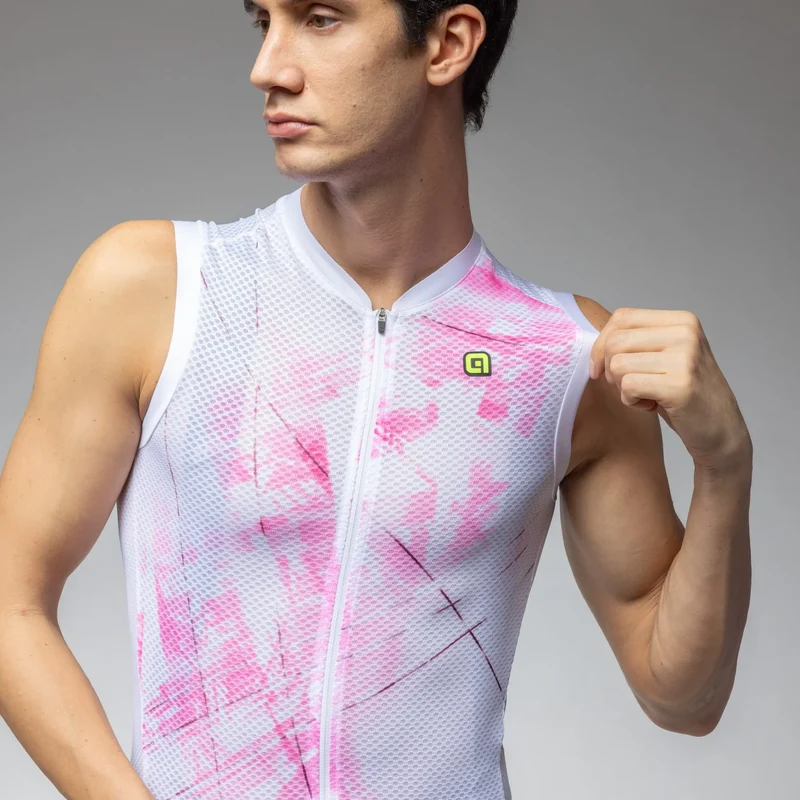Maglia senza maniche Ale PR-E Mirror - Bianco rosa